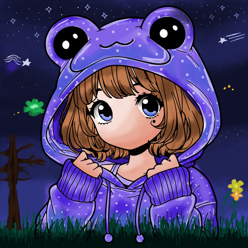 a cute teenage girl wearing a frog hoodie