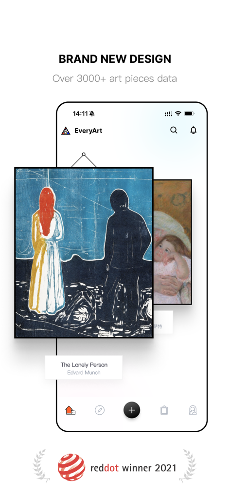 EveryArt - Daily Art Gallery - EveryArt app interface featuring The Lonely Person by Edvard Munch