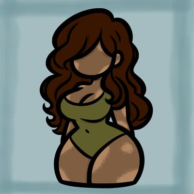 curvy woman with hair