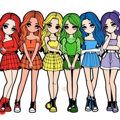 a group of girls realistic