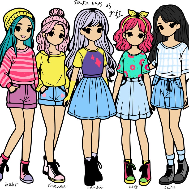 a group of five girls