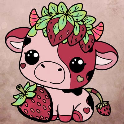cute strawberry cow