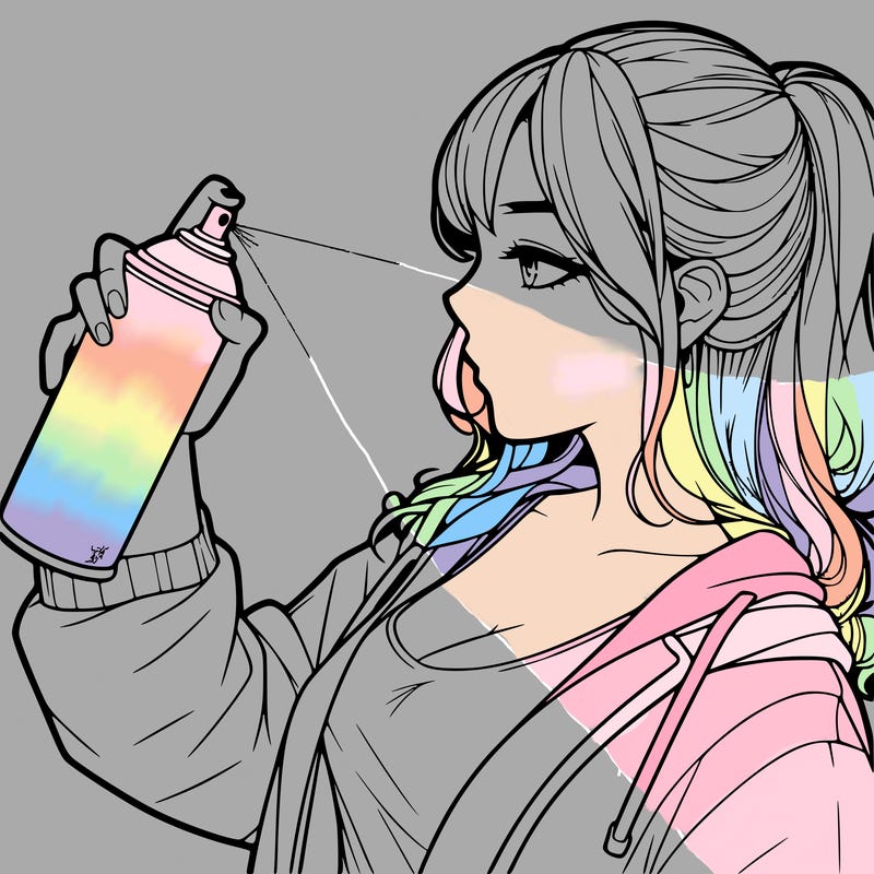 a realistic girl spray, painting