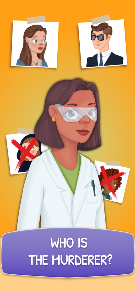 Life Choices 2: Life Simulator - A scientist character investigates a murder case with suspect photos in Life Choices 2