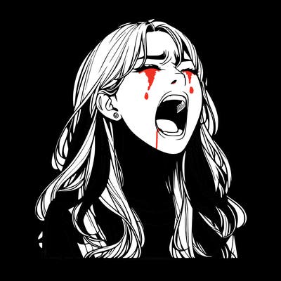 screaming realistic, girl