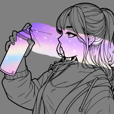 a realistic girl spray, painting
