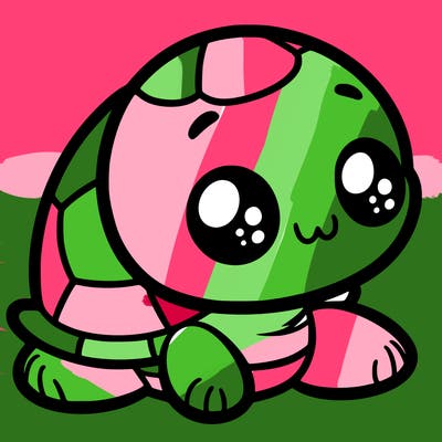 cute little animated turtle