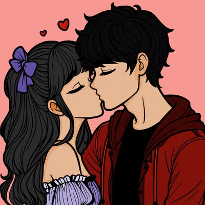 boyfriend and girlfriend kissing