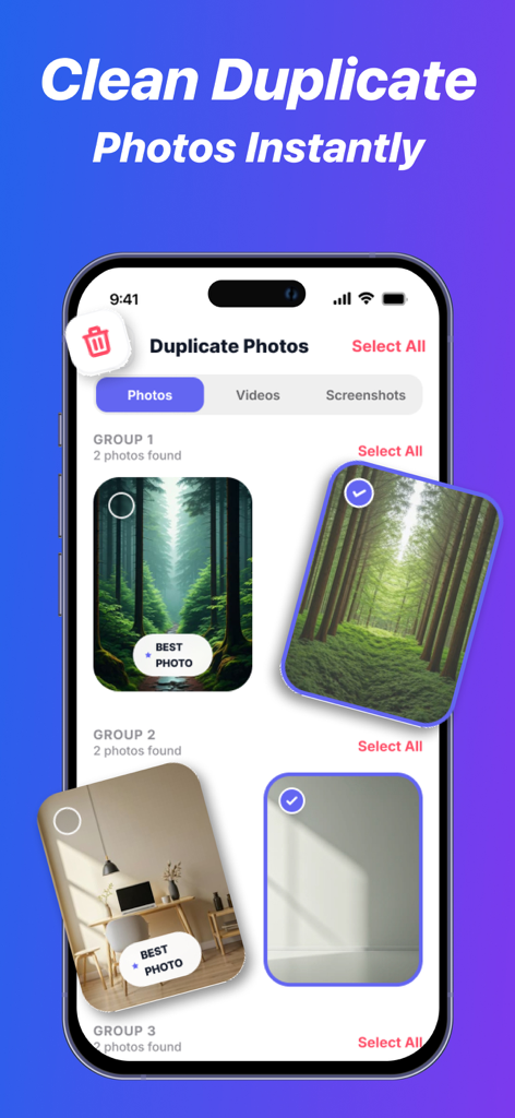 DiskDigger Pro File Recovery - 중복 사진을 식별하고 정리하는 DiskDigger Pro 앱을 보여주는 iPhone 화면