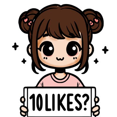 cute girl that is holding a sign that says 10 likes?