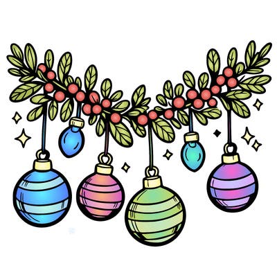 christmas garland with big bulbs