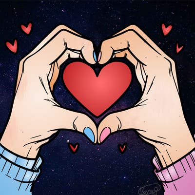 two hands making a heart