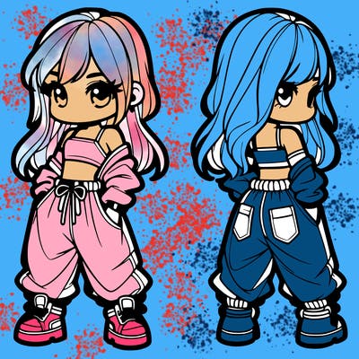 girl in crop top and baggy pants