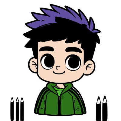 boy in a tracksuit with spikey white hair