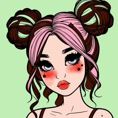 realistic girl with space buns