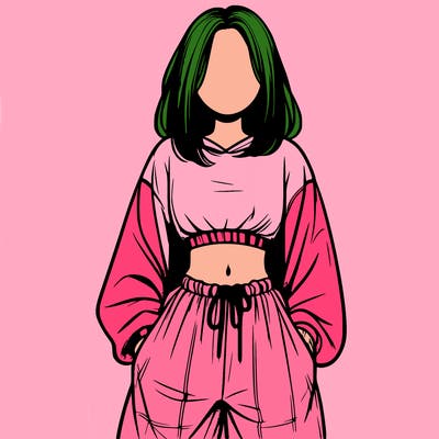 realistic girl faceless with baggy pants and a crop top