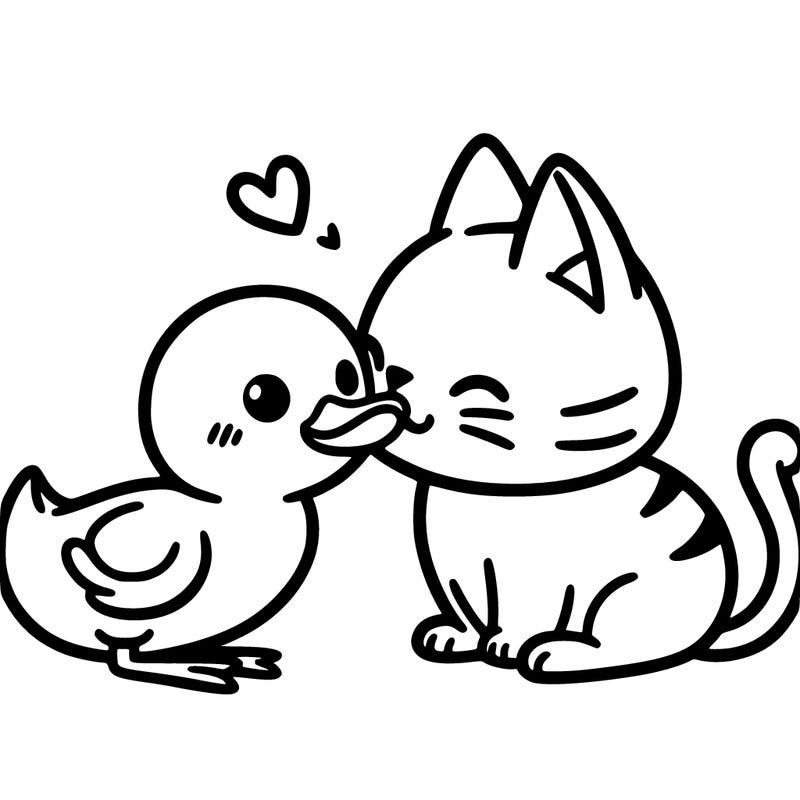cat kiss à duck