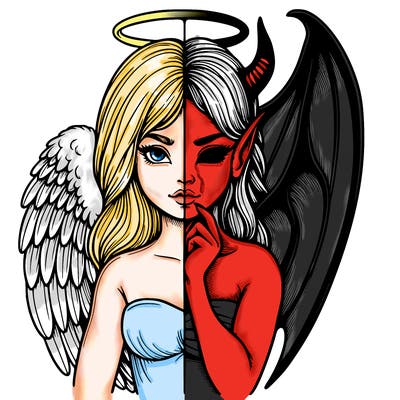 realistic angel half demon