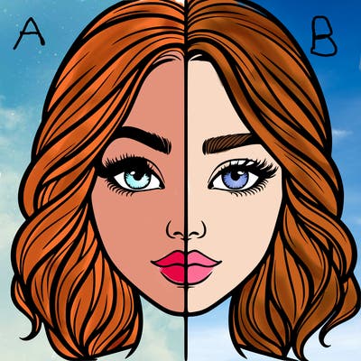 realistic girl split half