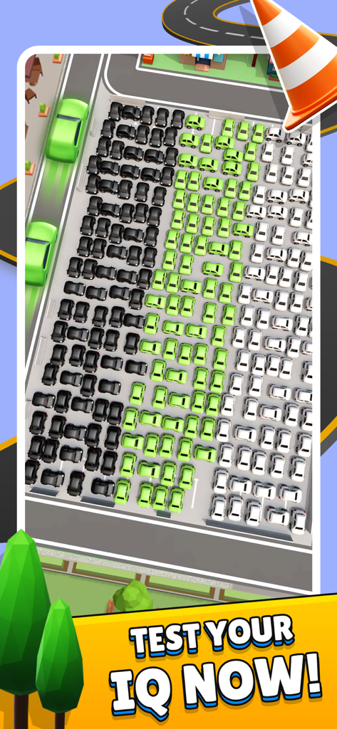 Car Parking 3D: Traffic Escape - Crowded parking lot puzzle gameplay with a call to action to test your IQ