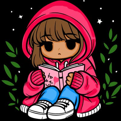girl in oversized hoodie reading a book