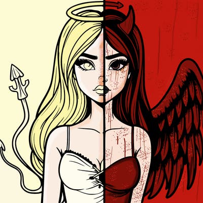 devil vs angel realistic girl