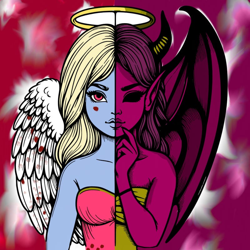 realistic angel half demon