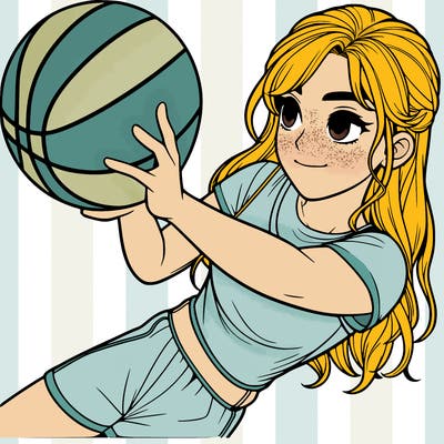 realistic girl playing basketball