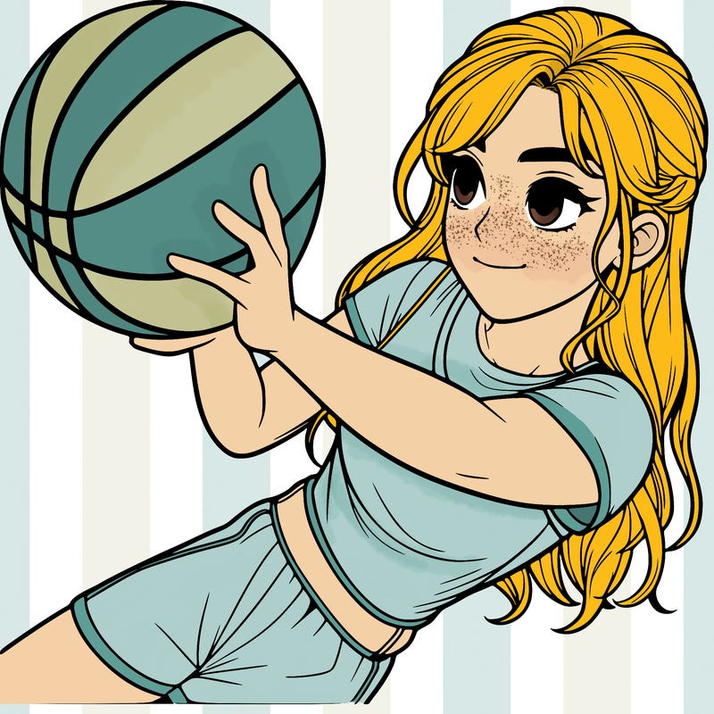 realistic girl playing basketball