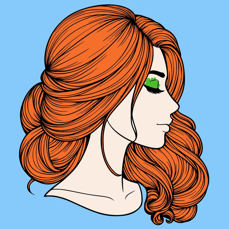 realistic woman's head & hair