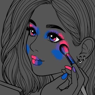 a realistic girl doing her makeup