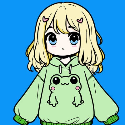 girl wearing frogging sweatshirt