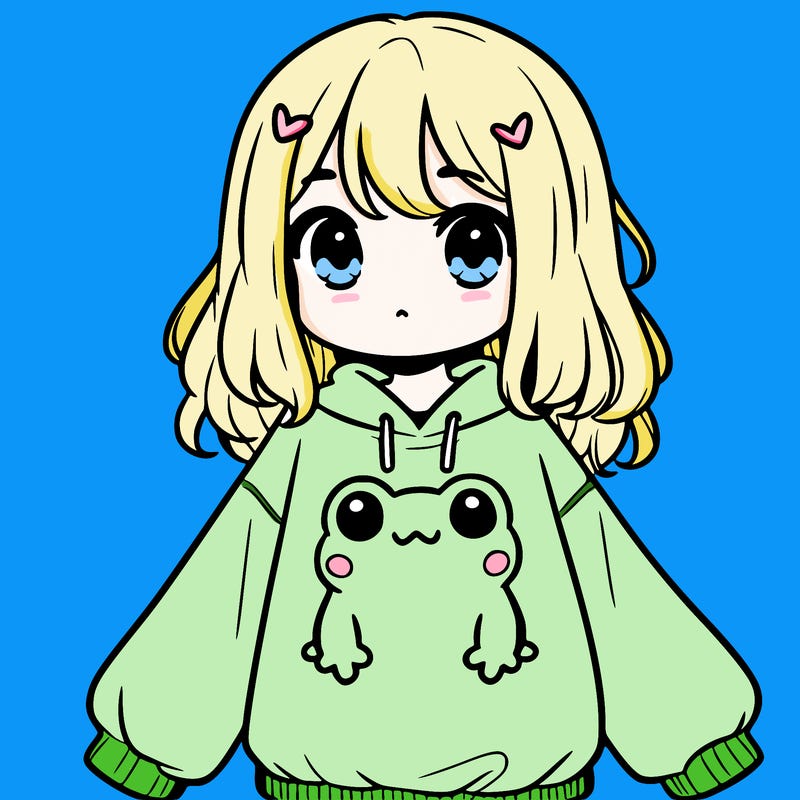 girl wearing frogging sweatshirt