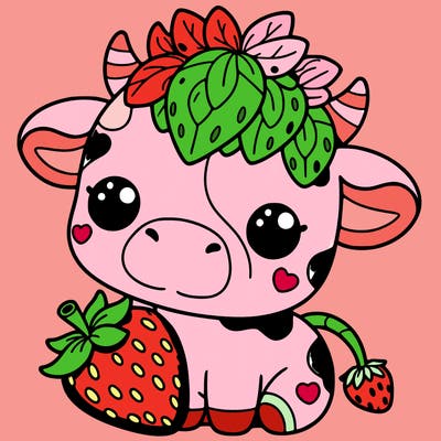 cute strawberry cow