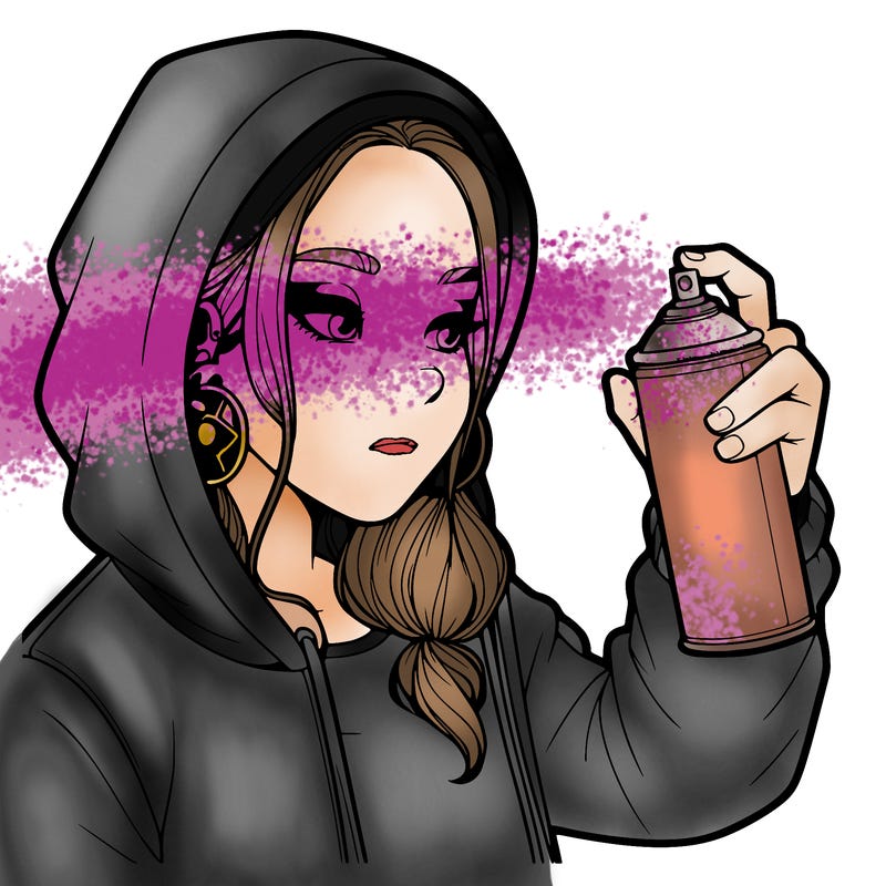 a realistic girl, spray painting