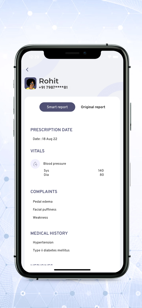 Healic for Doctors - Healic for Doctors app interface showing patient vitals and medical history summary