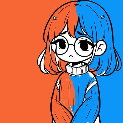 sad girl with glasses in a sweater