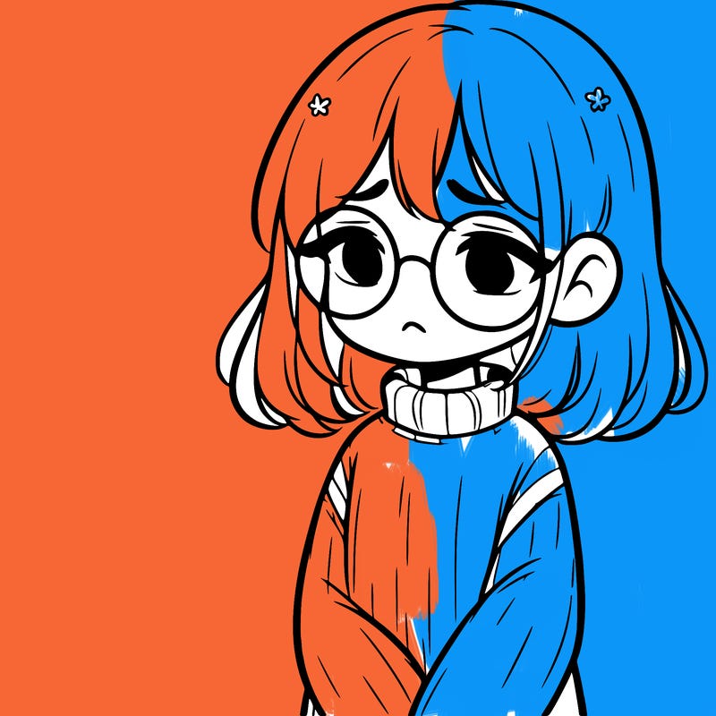 sad girl with glasses in a sweater