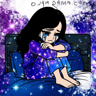 realistic girl crying on her bed over a break up