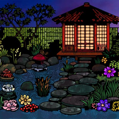 a very detailed zen garden