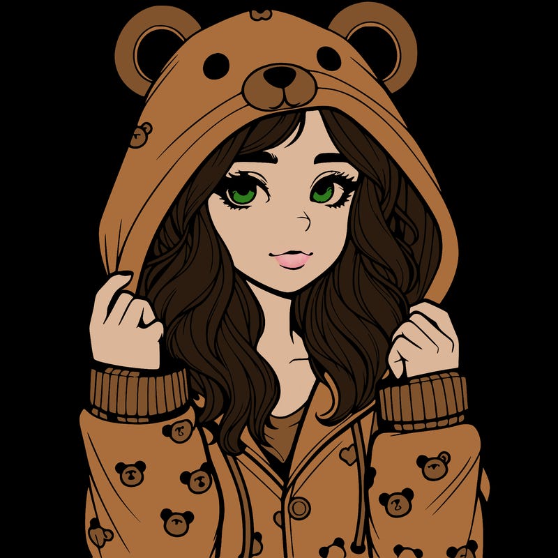 realistic girl in a animal pjs hoodie