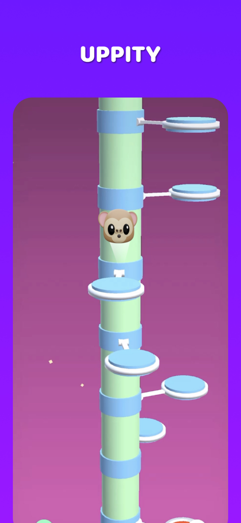 Playbite - Mobile Arcade - A monkey character climbing platforms in the Uppity mini-game on Playbite