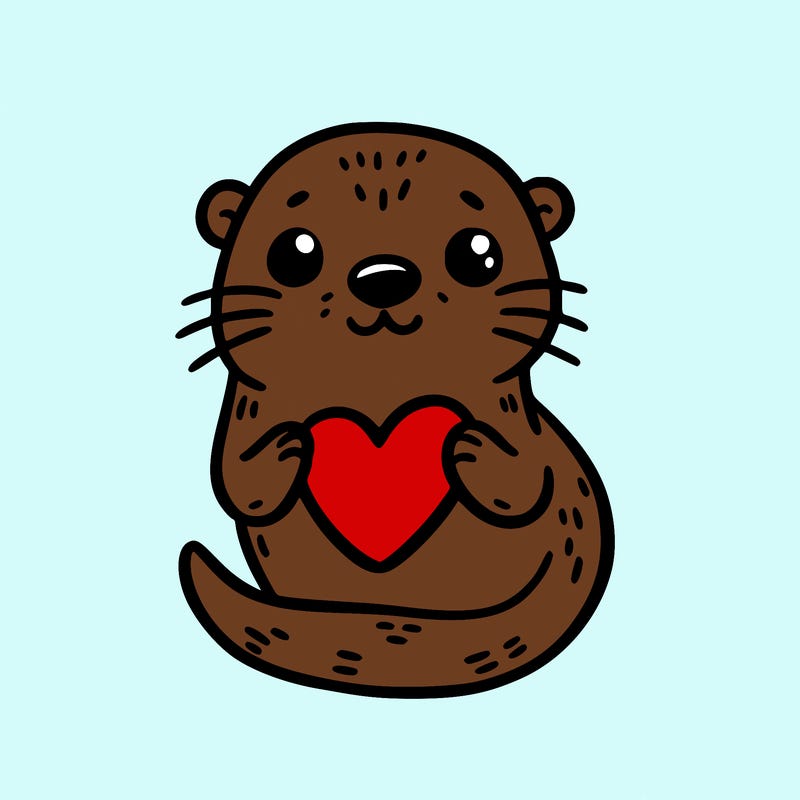 otter with a heart