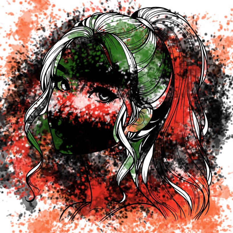 realistic girl with a ponytail on her hair and lips