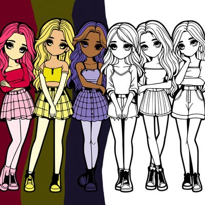 a group of girls realistic