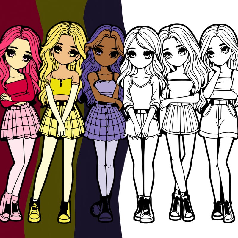 a group of girls realistic