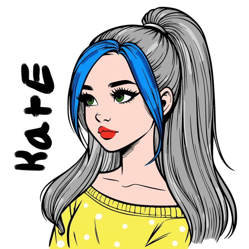 realistic girl with a high ponytail