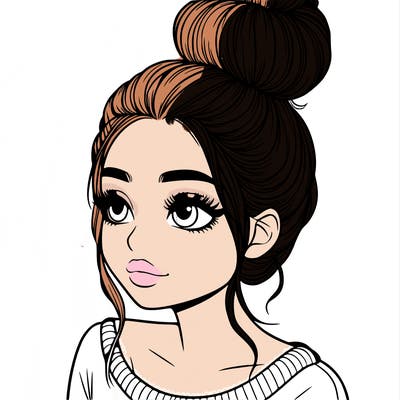 realistic girl with bun