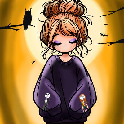 girl with baggy sweatshirt and messy bun