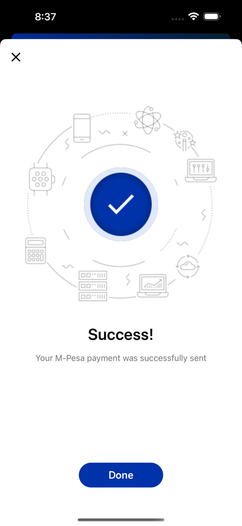 Stanbic Bank Kenya - Successful M-Pesa payment confirmation screen in Stanbic Bank Kenya app